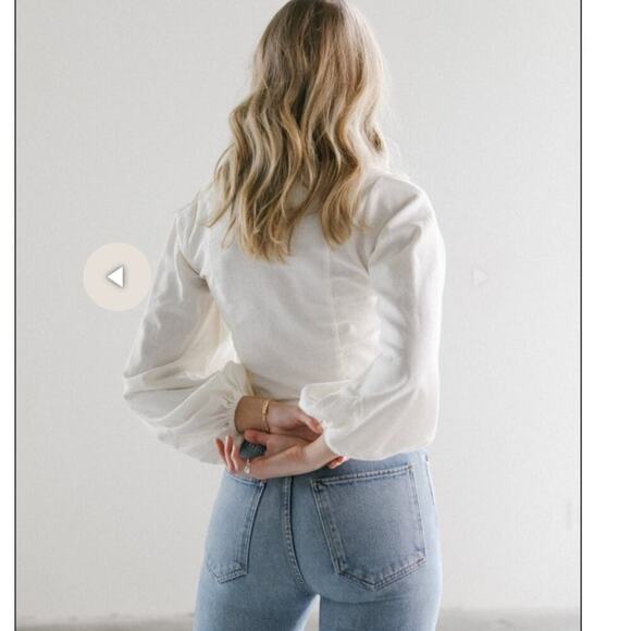 Rolla’s Roxanne L/S Linen Blend Top Square Neck Puff Sleeve XS Excellent - Picture 3 of 8